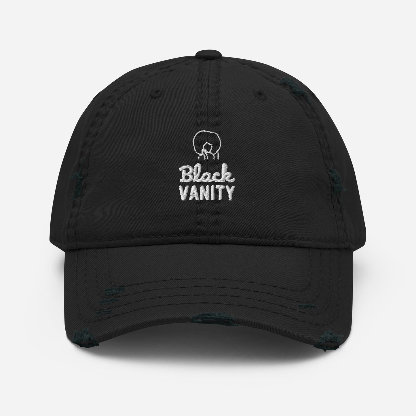 Black Vanity Distressed Hat