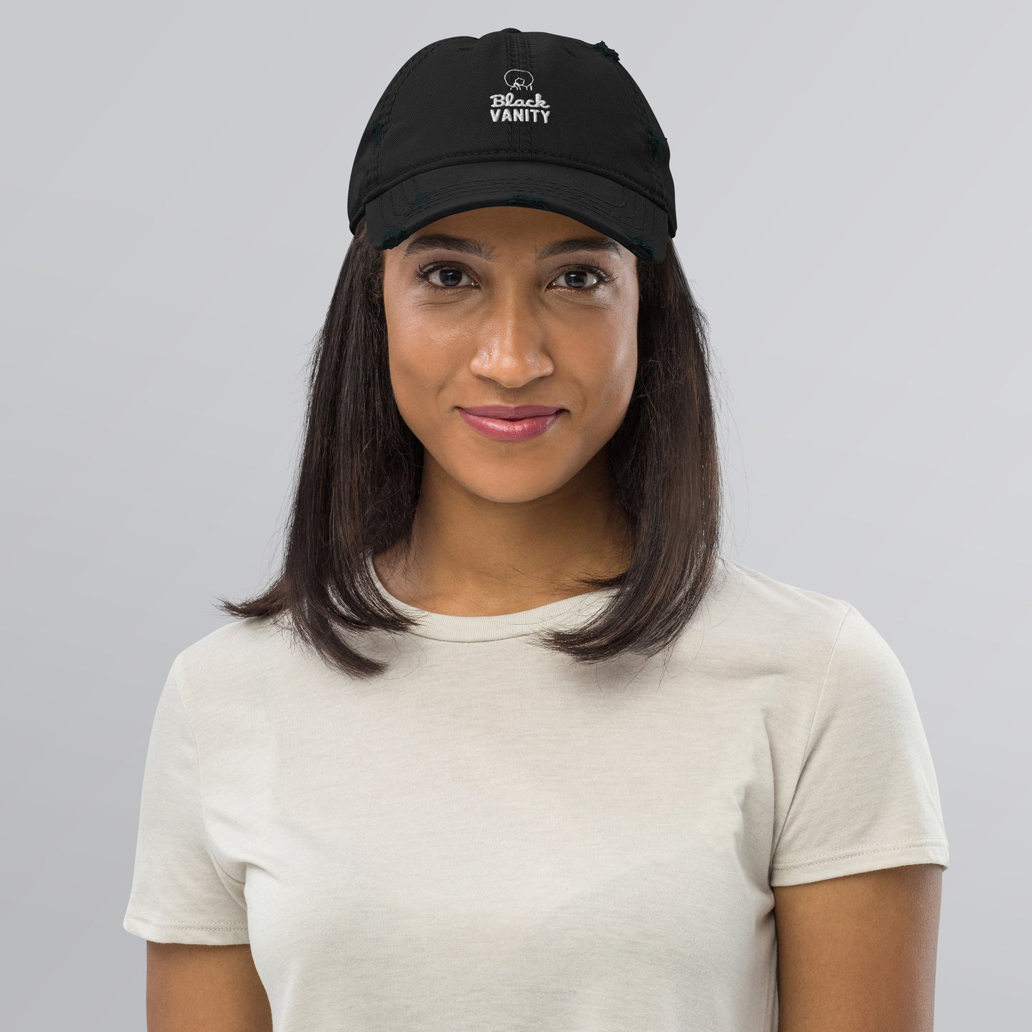 Black Vanity Distressed Hat